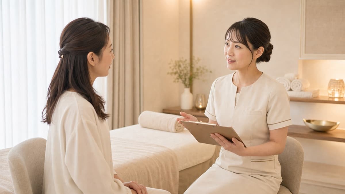 スタッフがお客様に施術している様子