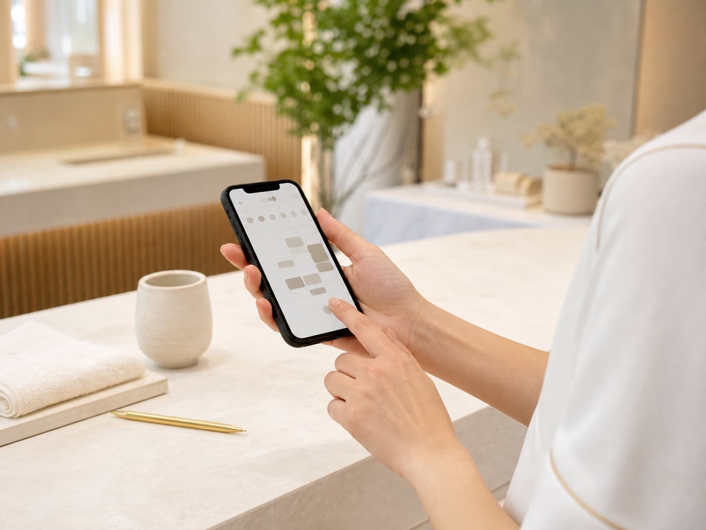 スマートフォンで予約スケジュールを確認する提供者